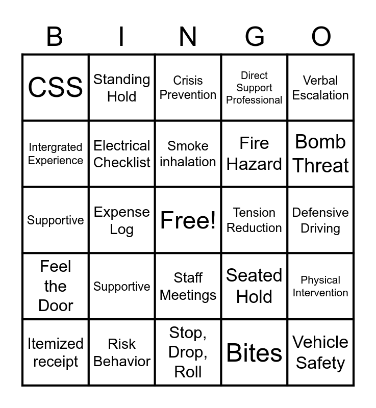 Annual Refresh CSS Training Bingo Card