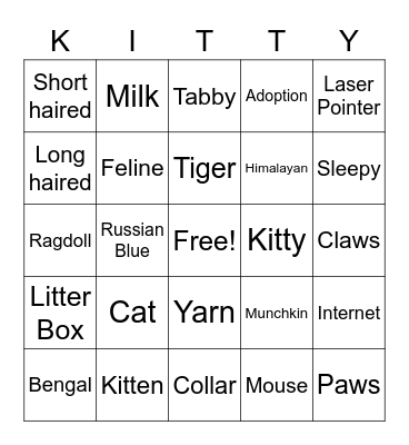 Cat Bingo Card