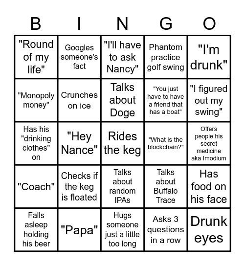 The Bear Turns 40! Bingo Card