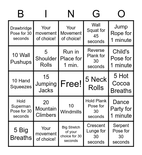Get Ready Bingo! Bingo Card