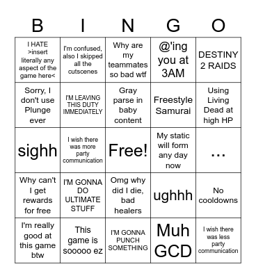 Arinya Memes Bingo Card