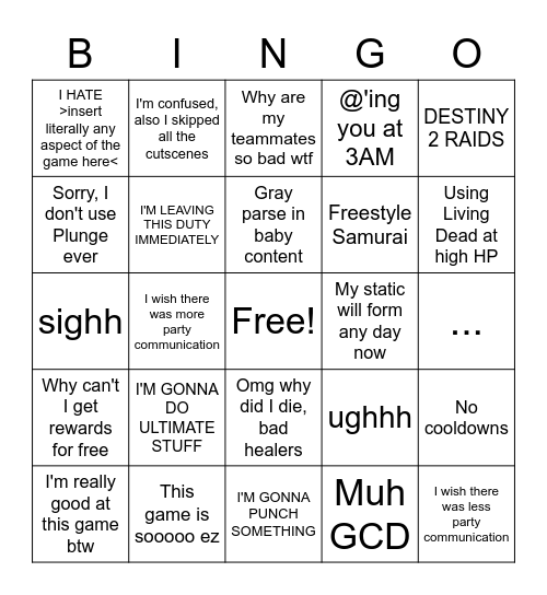 Arinya Memes Bingo Card
