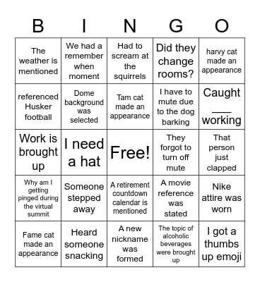 Virtual Summit BINGO Card