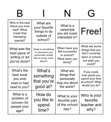 Get to Know You Bingo Card