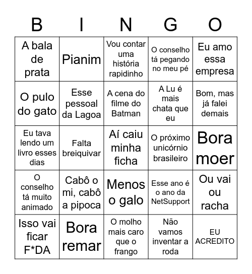 Bingo do Fred Bingo Card