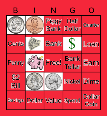 TOY LIBRARY MONEY BINGO Card