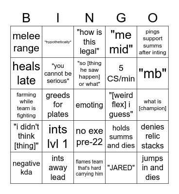 hay0ger queue Bingo Card