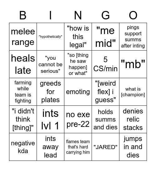 hay0ger queue Bingo Card