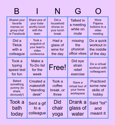 REMOTE WORK Bingo Card