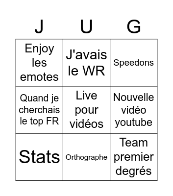 Junglane Streams Bingo Card