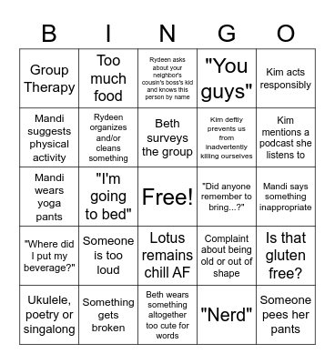 WINE CAMP BINGO Card