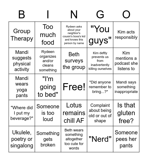 WINE CAMP BINGO Card