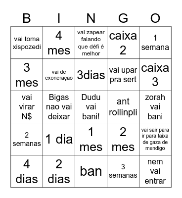Quanto tempo duran ficara na policia Bingo Card