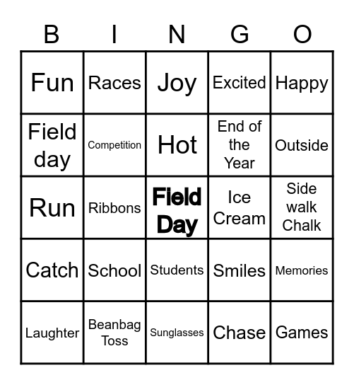 Field Day Bingo Card