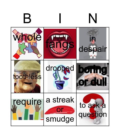 Dear Vampire Bingo Card