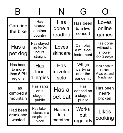 Getting-To-Know-You Bingo Card