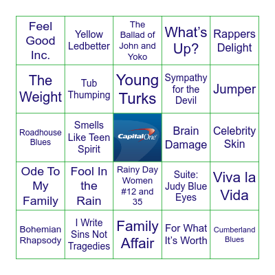 Don't Mention It Bingo Card