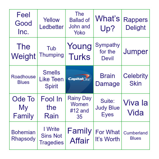 Don't Mention It Bingo Card