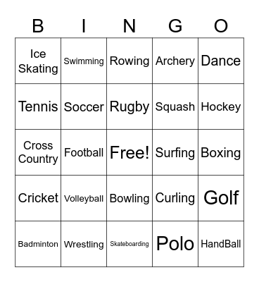 Huffman Activity Bingo Card