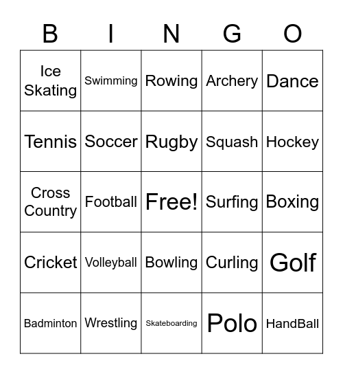 Huffman Activity Bingo Card