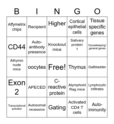 Class 9 BINGO Card