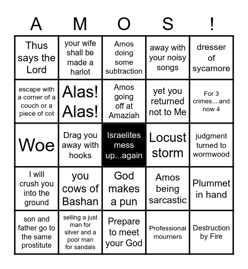 The Book of Amos Bingo Card