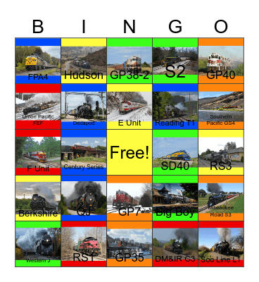 A Day on the American Railway Lines Bingo Card