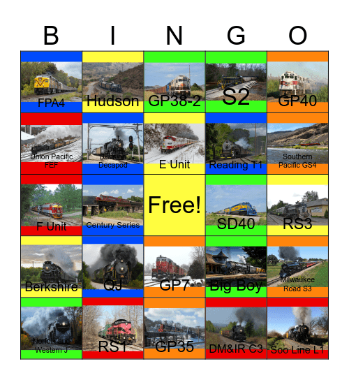 A Day on the American Railway Lines Bingo Card