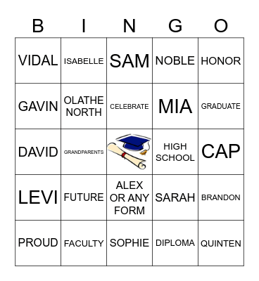 GRADUATION 2021 Bingo Card