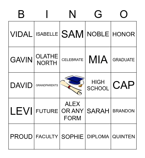 GRADUATION 2021 Bingo Card