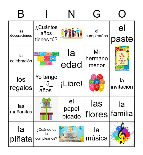 Un Cumpleaños Bingo Card