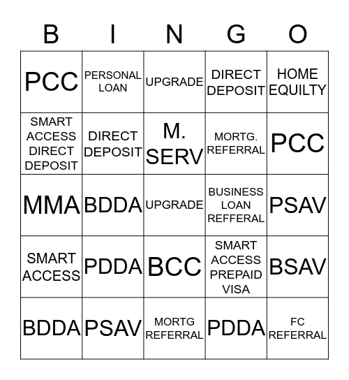 PNC REFERRAL Bingo Card