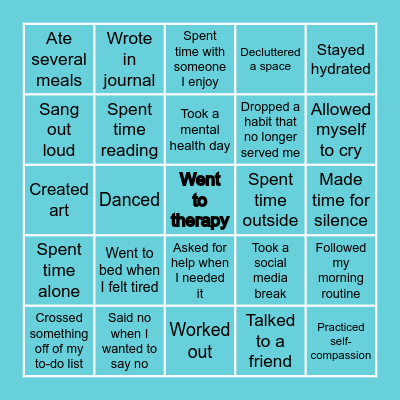SELF CARE BINGO Card