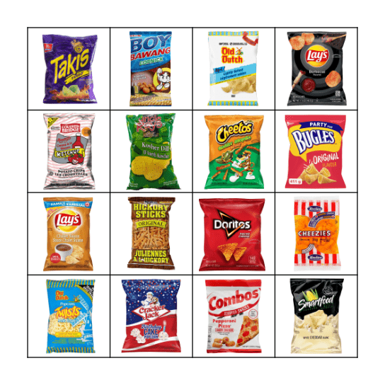 Yakety Snack Bingo Card