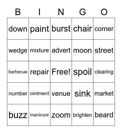 Phonics Bingo Card