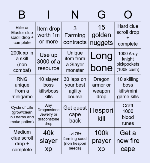 Saturday Bingo Card