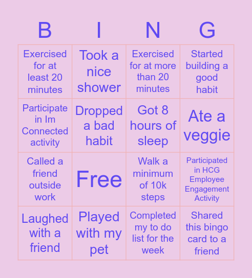 McDonald's Bingo Card