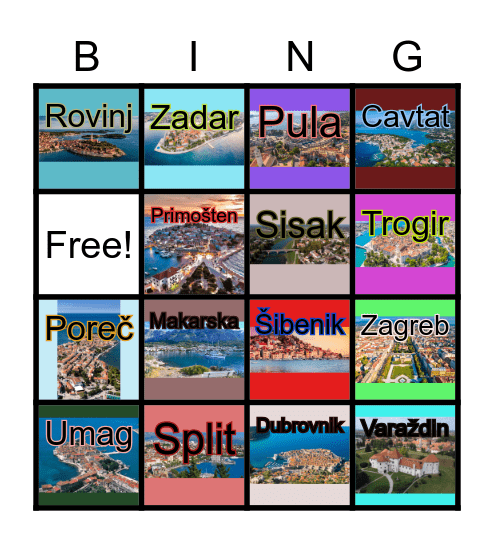 Towns in Croatia Bingo Card