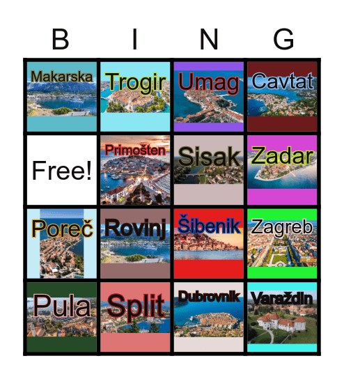 Towns in Croatia Bingo Card