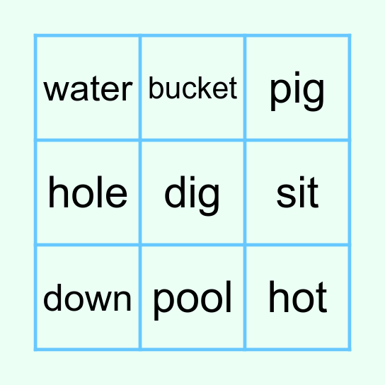 Big Pig and Little Pig Bingo Card