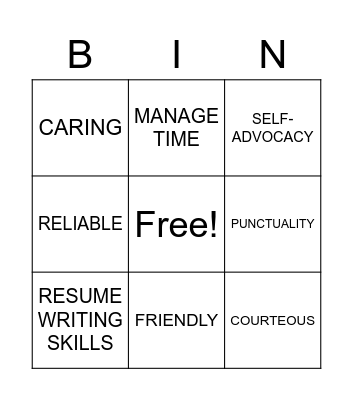 EMPLOYABILITY Bingo Card