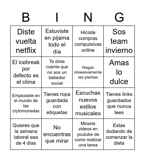 Gizmo Bingo Card