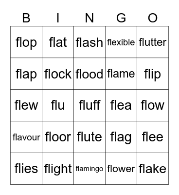 Names Bingo Card