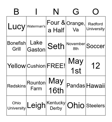 BRIDAL Bingo Card