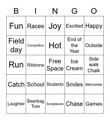 Field Day Bingo Card