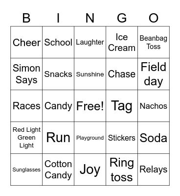 Field Day Bingo Card