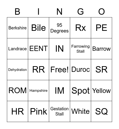 Animal Science-Week 16 Bingo Card