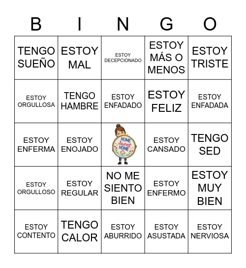 LOS SENTIMIENTOS Bingo Card