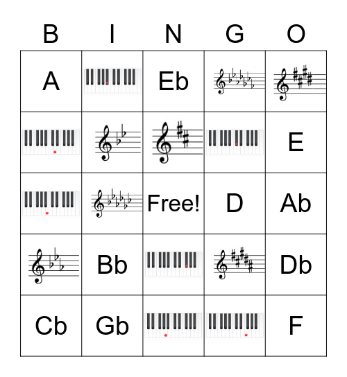 Key Signature/Piano Bingo Card