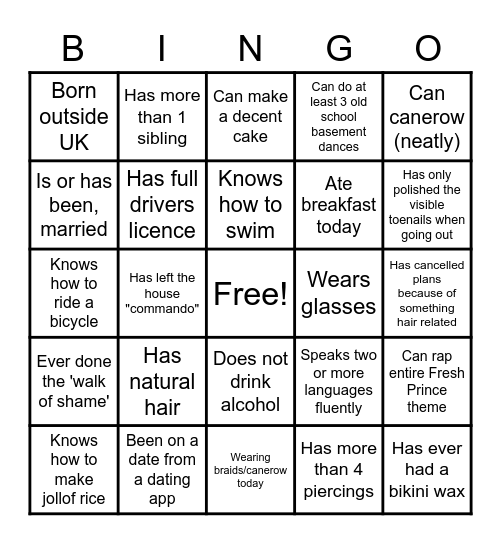 Sian's Birthday Bingo Card